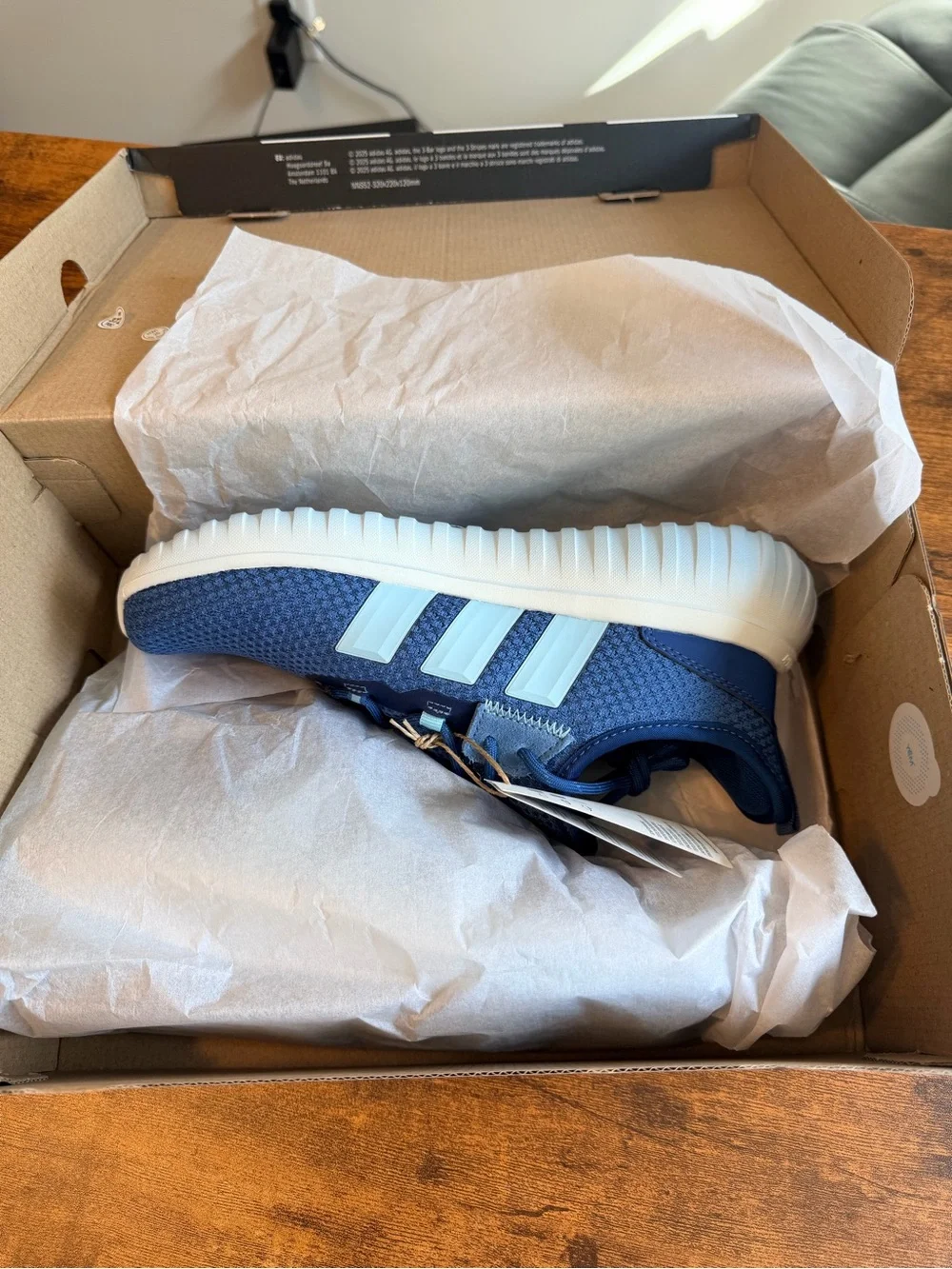adidas Kids Navy and Light Blue Trainers - Slip-On Lace Design